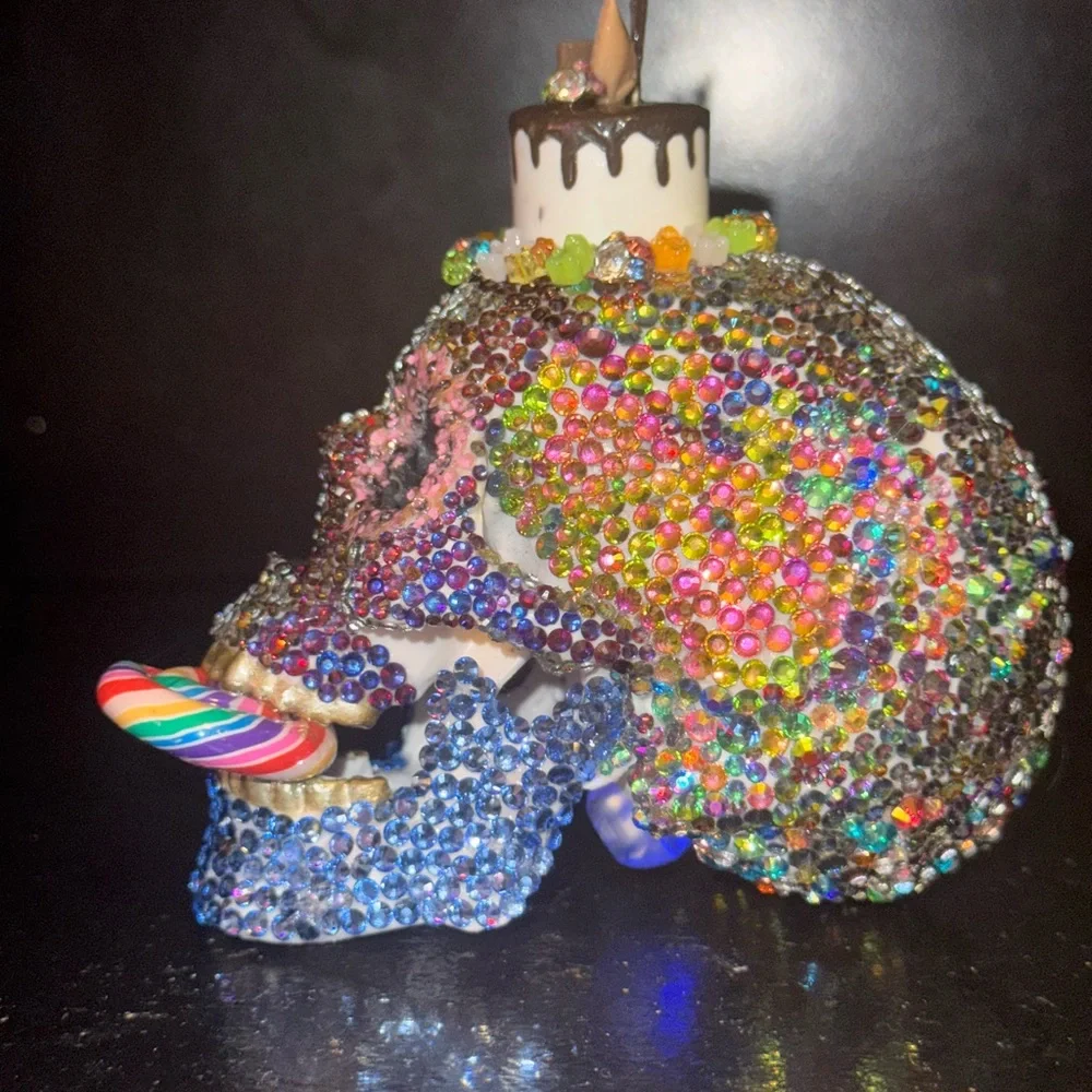 Colorful Rhinestone Skull Decor - Picture 3 of 7